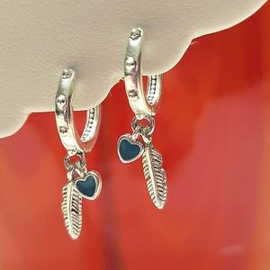 Boho Gypsy Sisters Silver and Blue Heart Feather Earrings